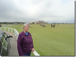 Elaine at the famous bridge to 18th green