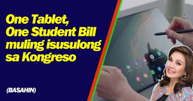 One Tablet, One Student Bill Muling Isusulong Sa Kongreso