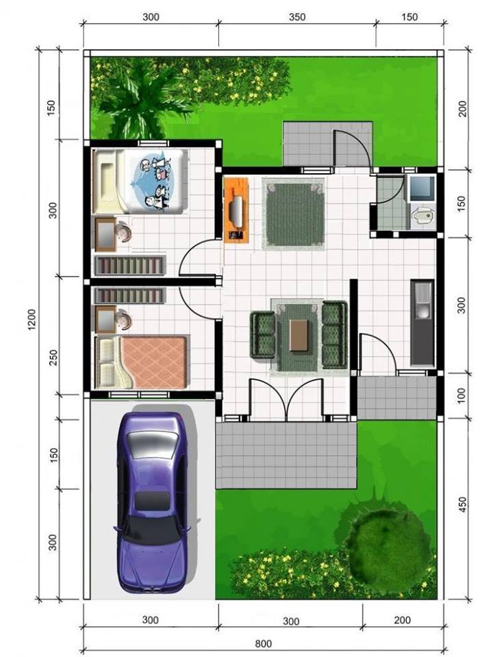 40 Contoh Denah  Rumah  Minimalis  Type  36  Berbagai Model 