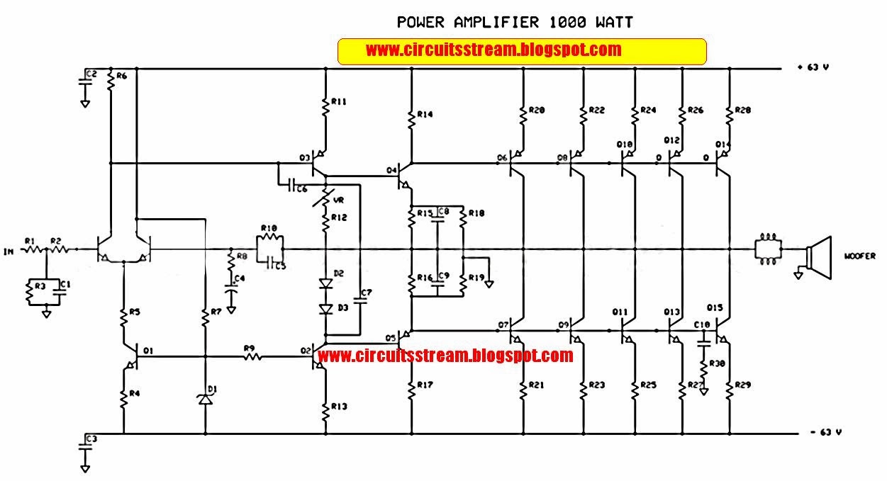 Build a 1000W Power  Amplifier  Circuit  Diagram  Electronic 