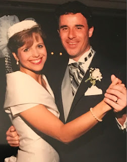 John Paul Monahan with his wife Katie Couric in their wedding dress