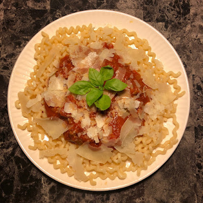 Fusili with hot Italian sausage, onions and peppers