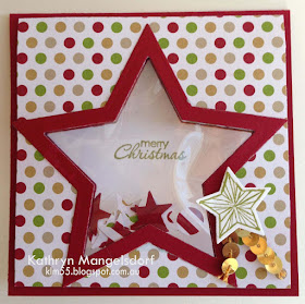 Stampin' Up! Star Framelits Shaker card, Christmas Card by Kathryn Mangelsdorf