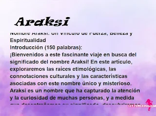 significado del nombre Araksi