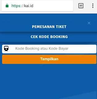 Form Kode Booking tiket kereta api