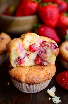 The Best Strawberry Yogurt Muffins