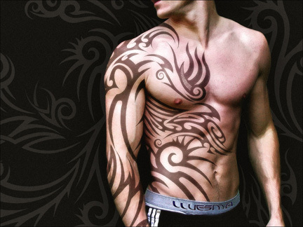 Tribal Tattoo Arm And Chest. tribal tattoos for men on arm.