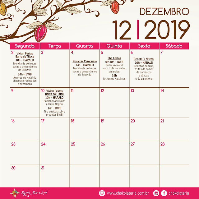 Aulas de Confeitaria Criativa - Dezembro 2019