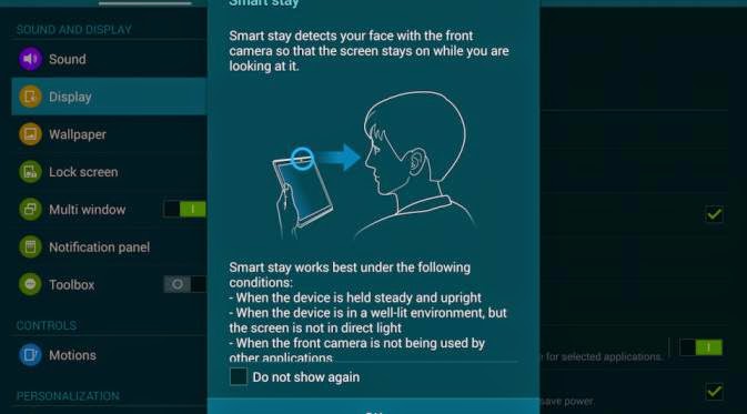 Fitur Smart Stay Samsung Galaxy Tab S