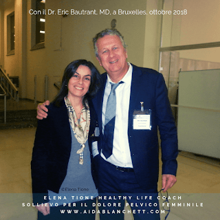 Elena Tione a Bruxelles nel 2018 con il ginecologo chirurgo pelvico francese, Dr. Eric Bautrant