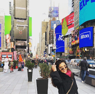 Mehreen Pirzada in Black Dress with Cute Expressions in New York