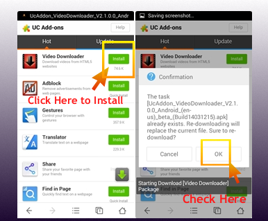 How to Download YouTube video directly from the UC Browser screnshot step 3
