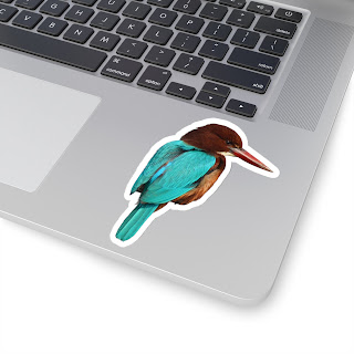 Kingfisher, Sticker, White,