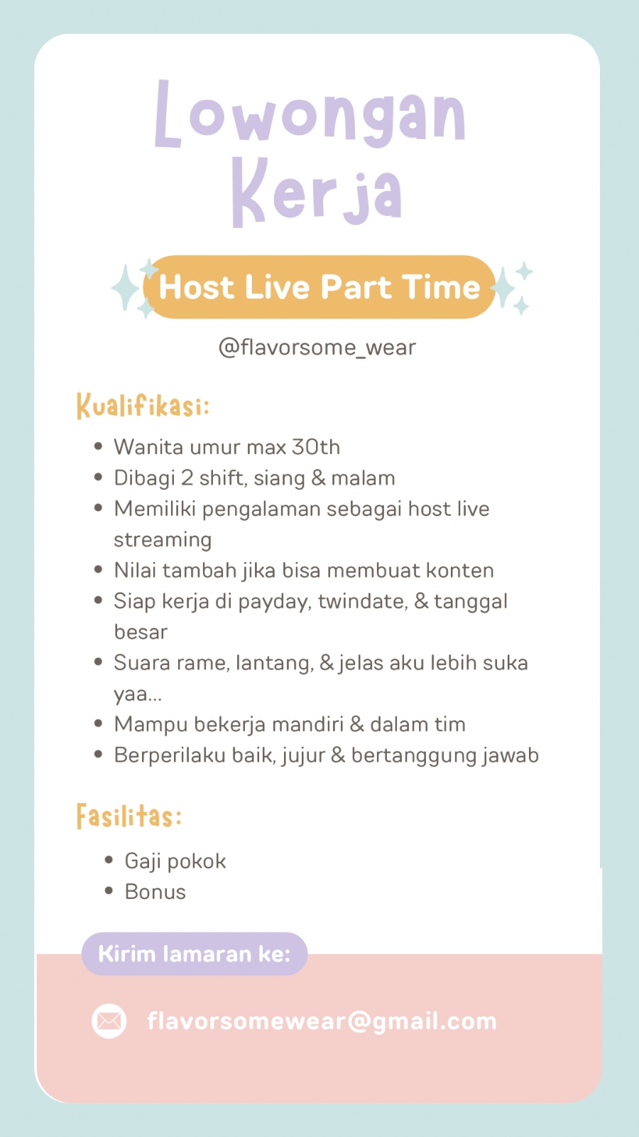 Loker Solo Raya Part Time untuk Wanita di Flavorsome Wear