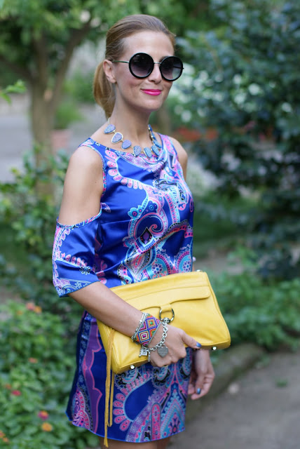 satin mini dress, Rebecca Minkoff yellow bag, Asos round glasses, Fashion and Cookies, fashion blogger