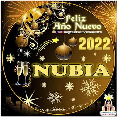 Nombre NUBIA por Año Nuevo 2022 - Cartelito mujer
