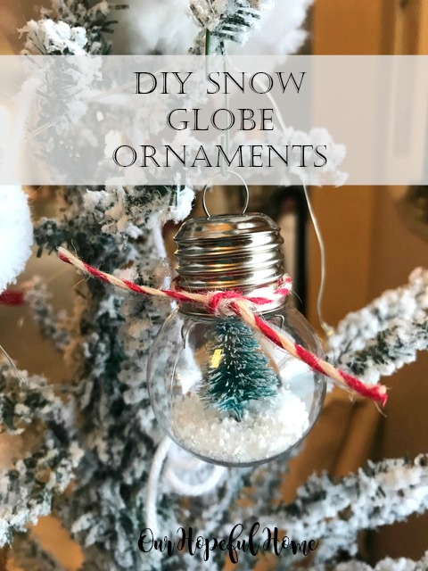 clear diy ornament snow globe bottle brush tree faux snow