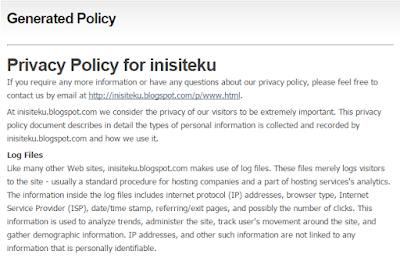 membuat dan memasang privacy policy untuk blogger