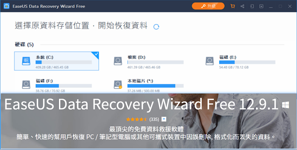 EaseUS Data Recovery Wizard 尋找並復原消失的檔案