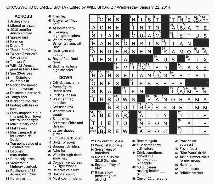 The New York Times Crossword In Gothic January 2014