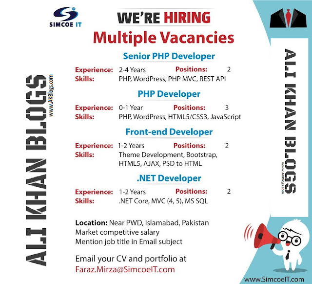 Simcoe IT Jobs - Senior PHP Developer, Front-end Developer, .NET Developer - Islamabad - April 2018