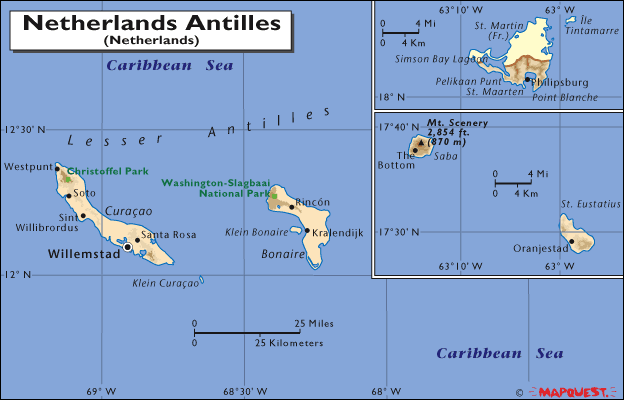 Mapas das Antilhas Holandesas | Holanda - Enciclopédia Global™
