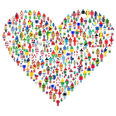 Heart made of people from all nations, colour, caste and community represent Unity in diversity