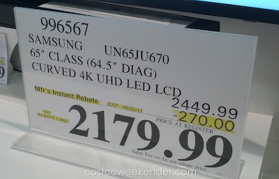 Deal for the Samsung UN65JU670D 65 inch tv at Costco