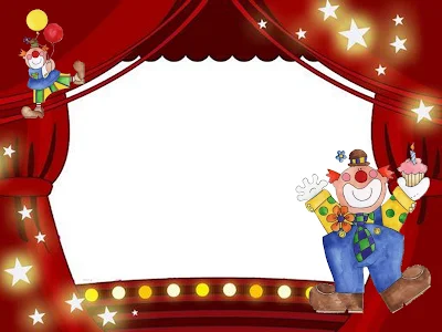 Clowns Free Printable Invitations, Cards or Photo Frames.