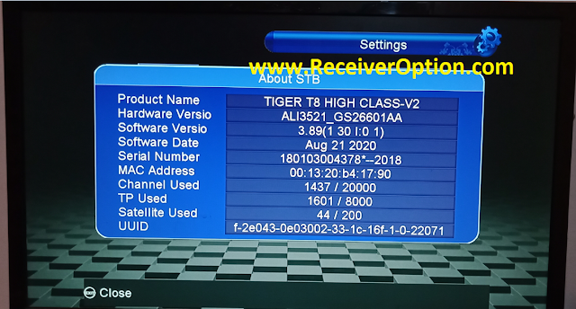 TIGER T8 HIGH CLASS V2 V3.89 NEW SOFTWARE WITH OTT MENU & ADD FAMILY MODE