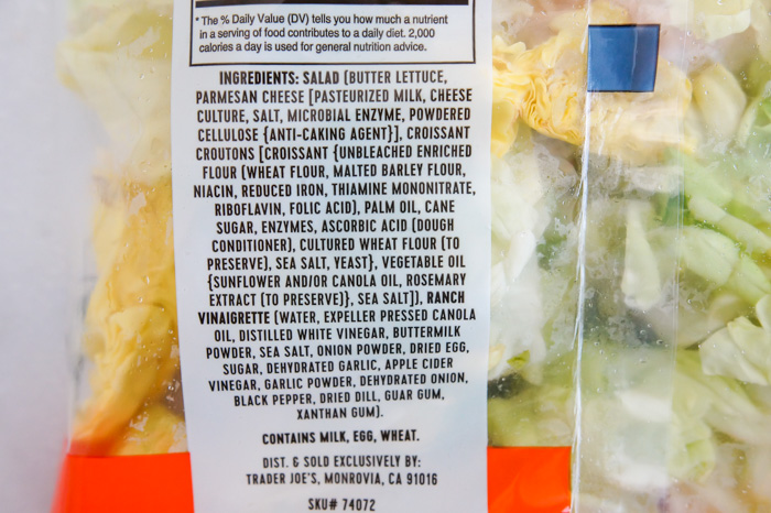 Trader Joe's Everyday Butter Lettuce Salad Kit ingredients