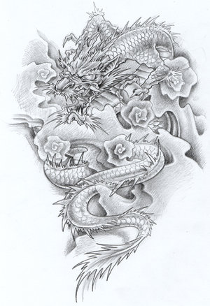 Tribal Japanese Dragon Tattoo
