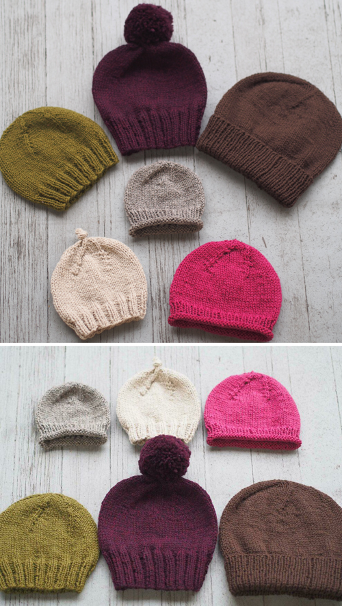 Basic Beginner Hats for the Family - Free Pattern 