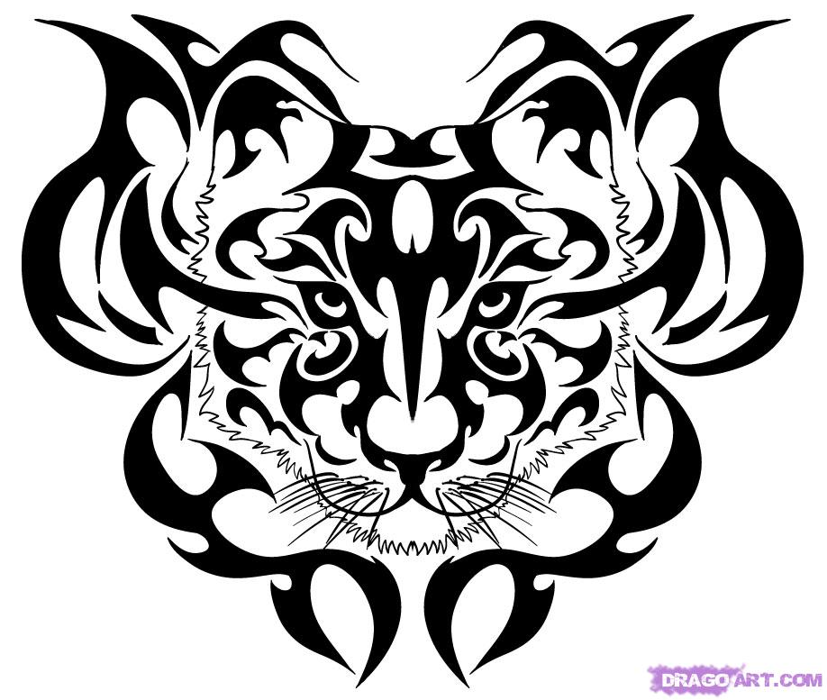 Tribal tiger tattoo on back