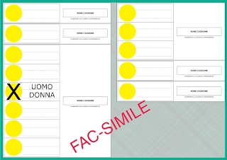 Fac-simile scheda con esempio di voto con doppia preferenza