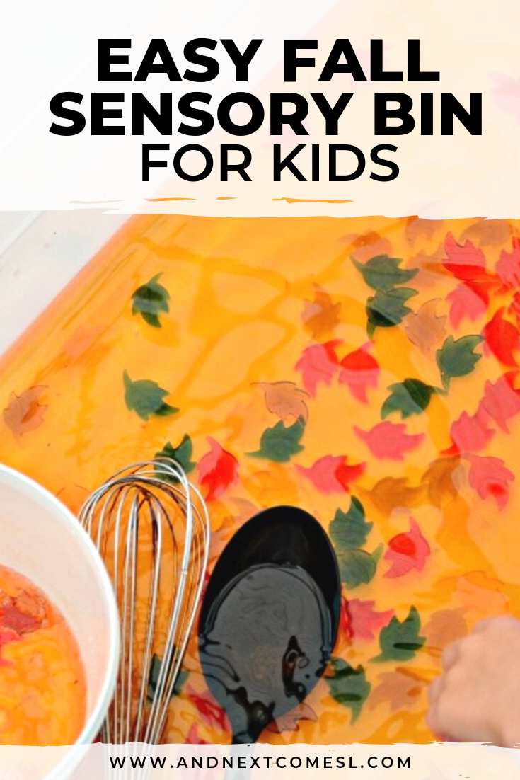 Easy fall sensory bin for toddlers, preschoolers, and kindergarten kids