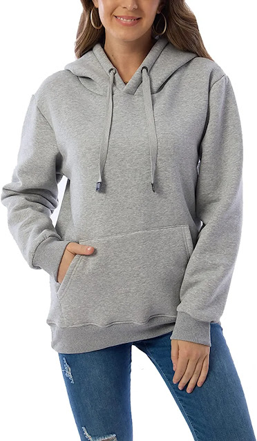 Womens Casual Winter Warm Fleece Sherpa Lined Pullover Hooded Sweatshirt