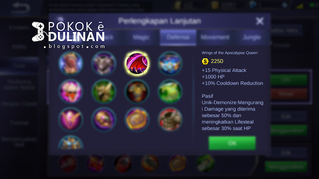 Ruby memiliki Lifesteal kenceng item wings