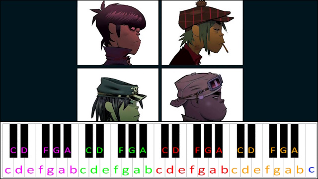 All Alone by Gorillaz Piano / Keyboard Easy Letter Notes for Beginners