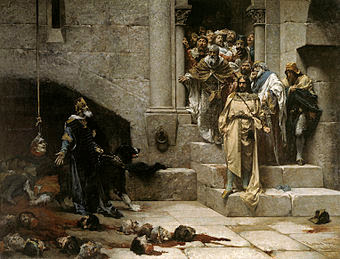 La leyenda de la campana de Huesca cuenta cómo Ramiro II el Monje, rey de Aragón, decapitó a doce nobles que se opusieron a su voluntad. 