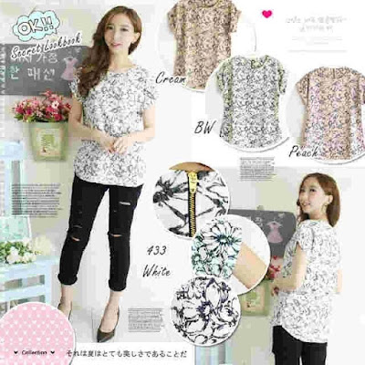 Blouse Abstract Flowers Top - 10286