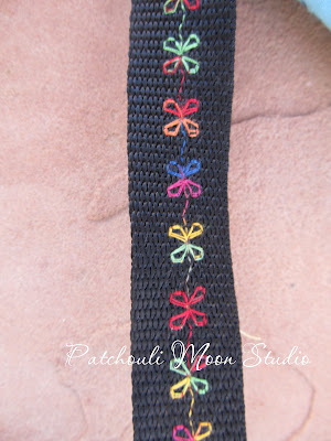 Patchouli Moon Studio~ Sew Powerful Purses #202-220 (last purses made for 2023 Closeup of decorative stitched webbing strap