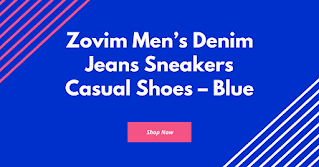 Zovim Men’s Denim Jeans Sneakers Casual Shoes – Blue