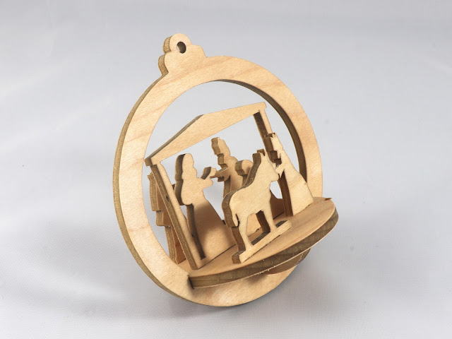 Nativity Ornament, Handmade Christmas Decor from Environmentally Safe Maple Plywood, Finished with a Homemade Blend of Mineral Oil and Waxes