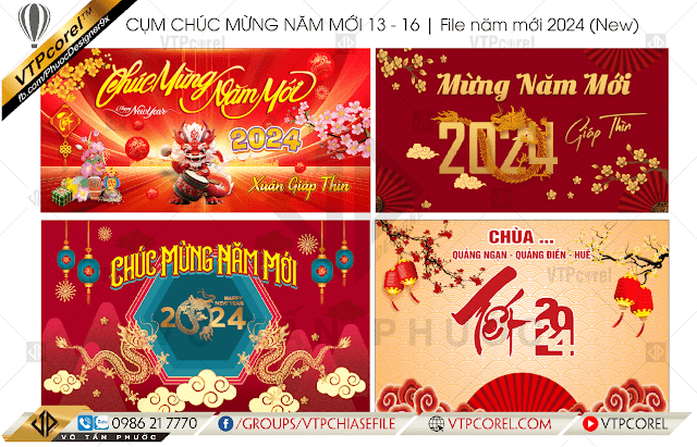 Pano Chúc mừng năm mới 2024 Xuân Giáp Thìn độc đáo coreldraw