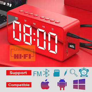 Jam Alarm Clock with Bluetooth Speaker Lewinner TF AUX FM Radio BT506F