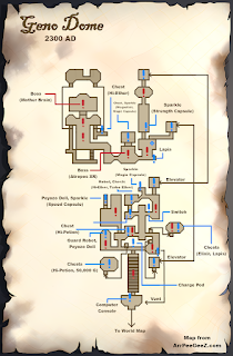 A map of Geno Dome, a dungeon in 2300 AD, in Chrono Trigger.