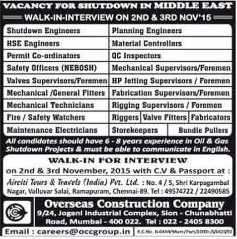 Oil & Gas Jobs for Middle East large job vacancies