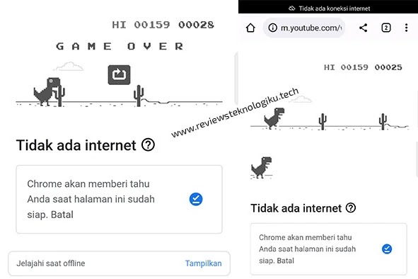 game google dinosaurus offline di browser chrome