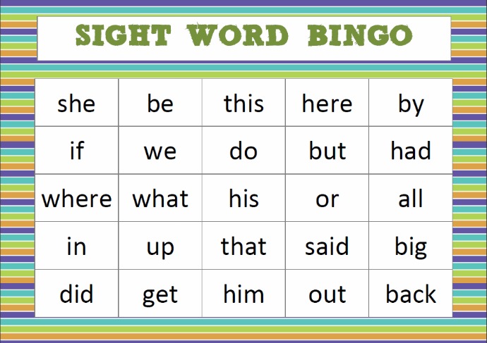 Bingo Updated   words Download worksheets free  Word Free Sight bingo sight